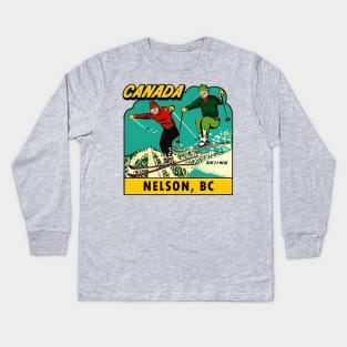 Nelson BC Ski Vintage Kids Long Sleeve T-Shirt